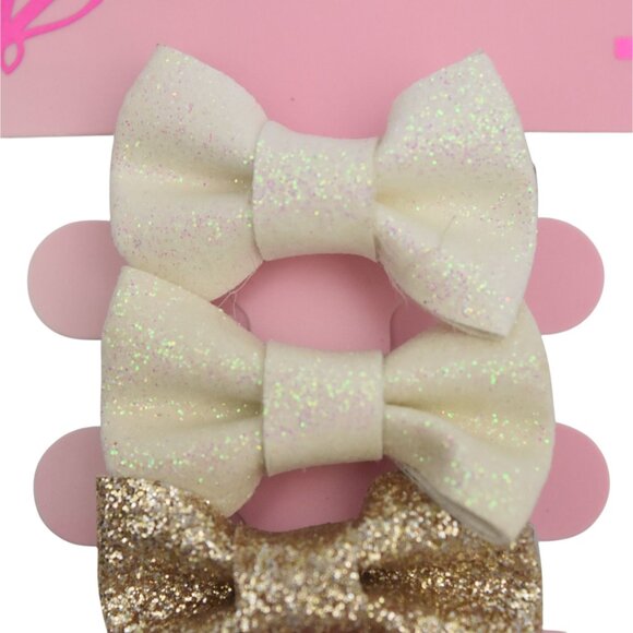 Claires Glitter Bow Hair Clips Set Of 6 For Girls - Picture 5 of 5